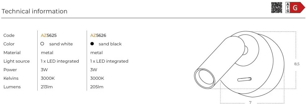 Aplica cu Spot LED reglabil LUGANO round negru