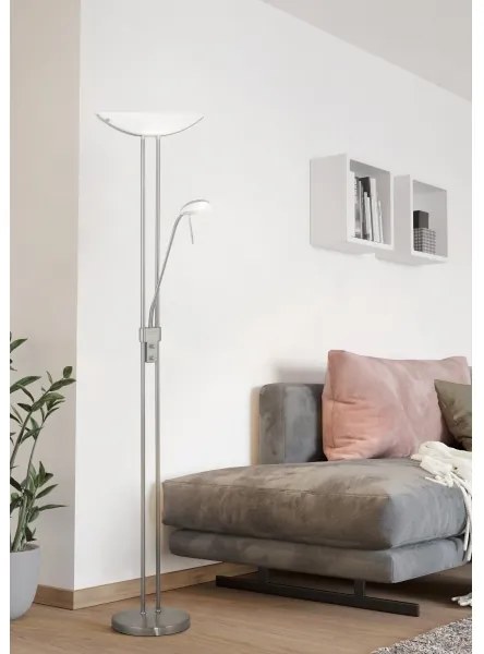 EGLO 85971 - Lampă de podea dimabilă BAYA 1xR7s/230W+1xG9/33W crom mat