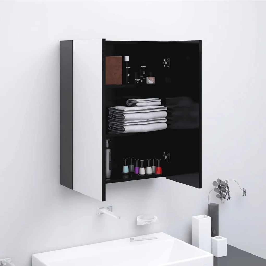 331529 vidaXL Dulap de baie cu oglindă, antracit, 60x15x75 cm, MDF