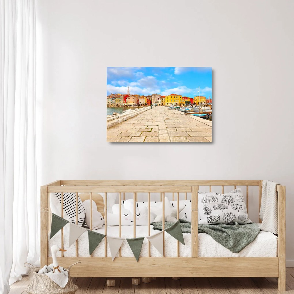 Tablou pe sticlă - Orașul Istrian vechi Poreč, Croația (70x50 cm)