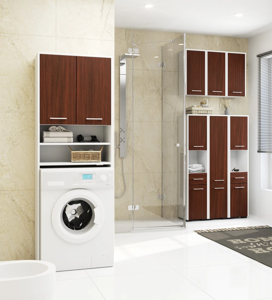 Dulap de baie suspendat Farid TYP5 (Alb + wenge). 1069542