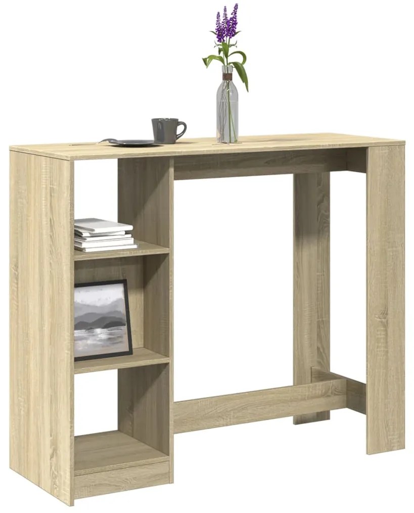 vidaXL Masă bar cu raft stejar Sonoma, 124x46x103,5 cm, lemn prelucrat