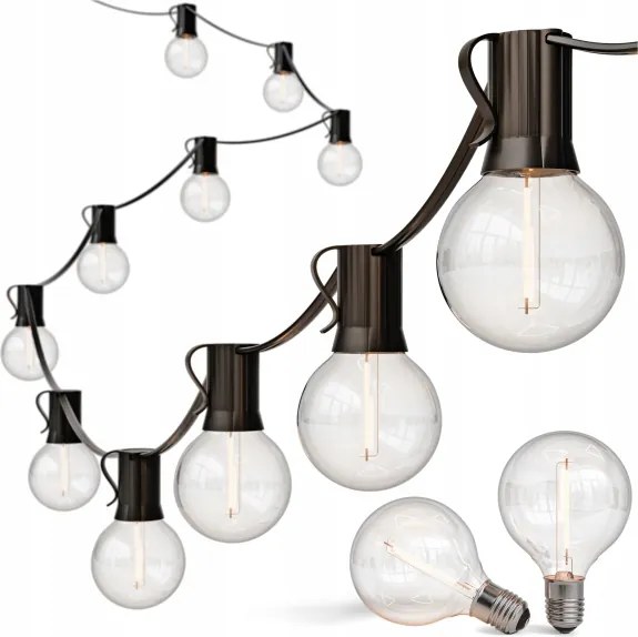 Ghirlandă LED dimerizabilă pentru exterior 25xE12/1W/24/230V, 17,5 m, IP65, neagră + telecomandă