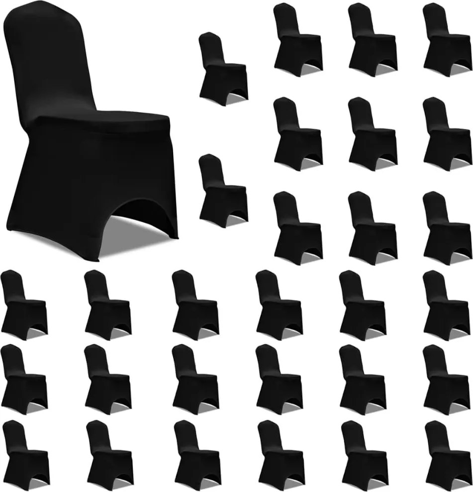 vidaXL Huse de scaun elastice, 30 buc., negru