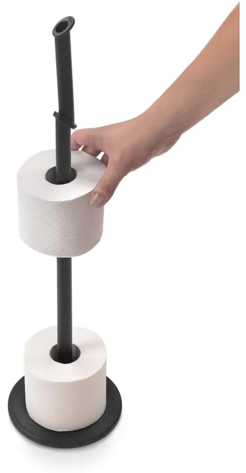 Suport pentru hârtie igienică negru mat din oțel Lava – Metaltex