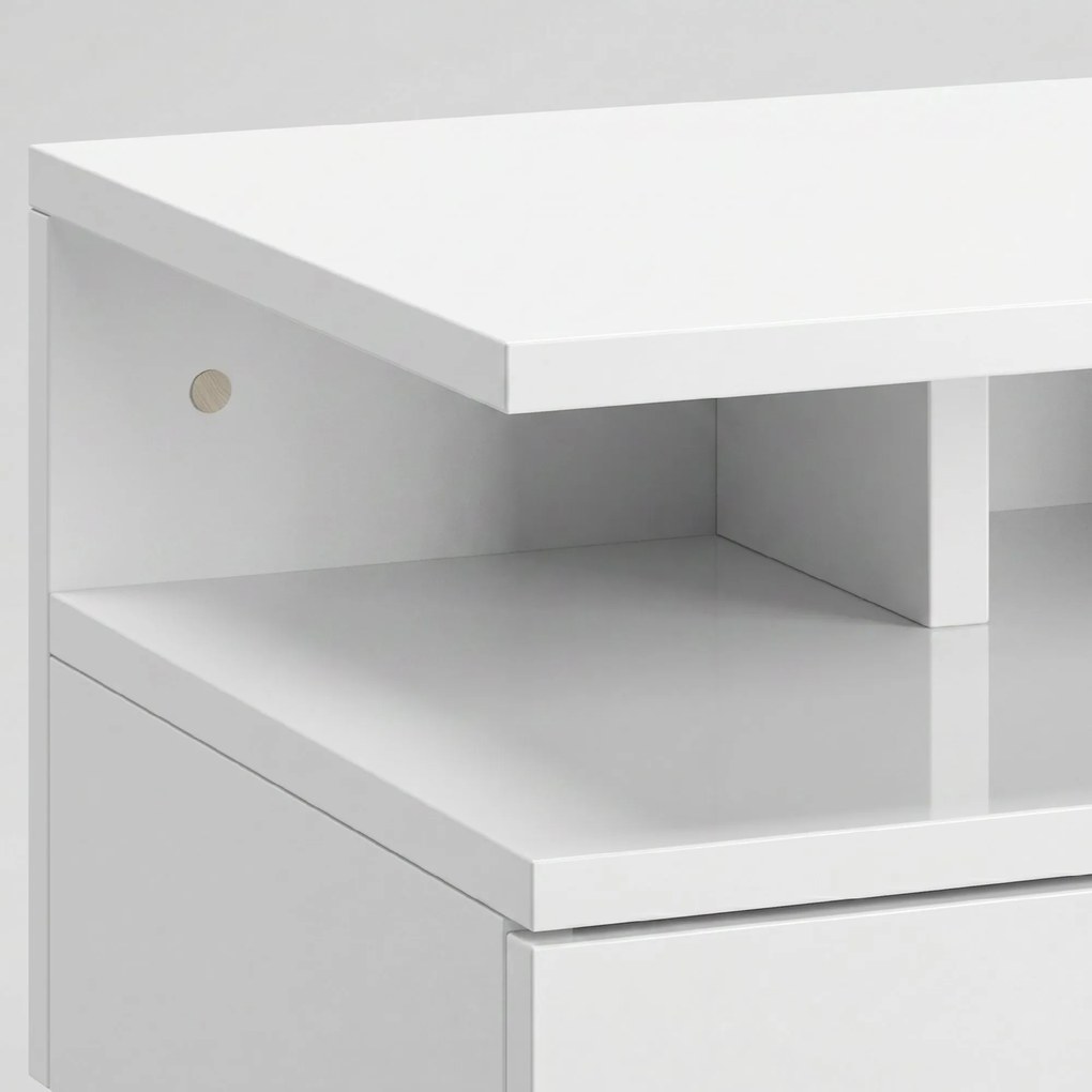 HOMCOM Set de 2 Noptiere Suspendate cu Raft Superior, Design Modern, Lemn, Alb Lucios, 35x32x22.5cm | Aosom Romania