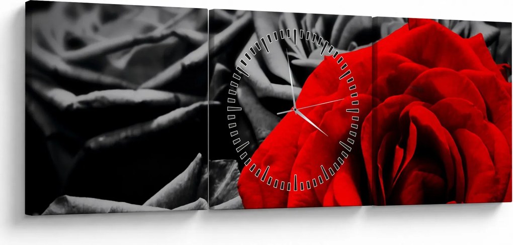 Tablou - Flori de trandafir (cu ceas) (90x30 cm)
