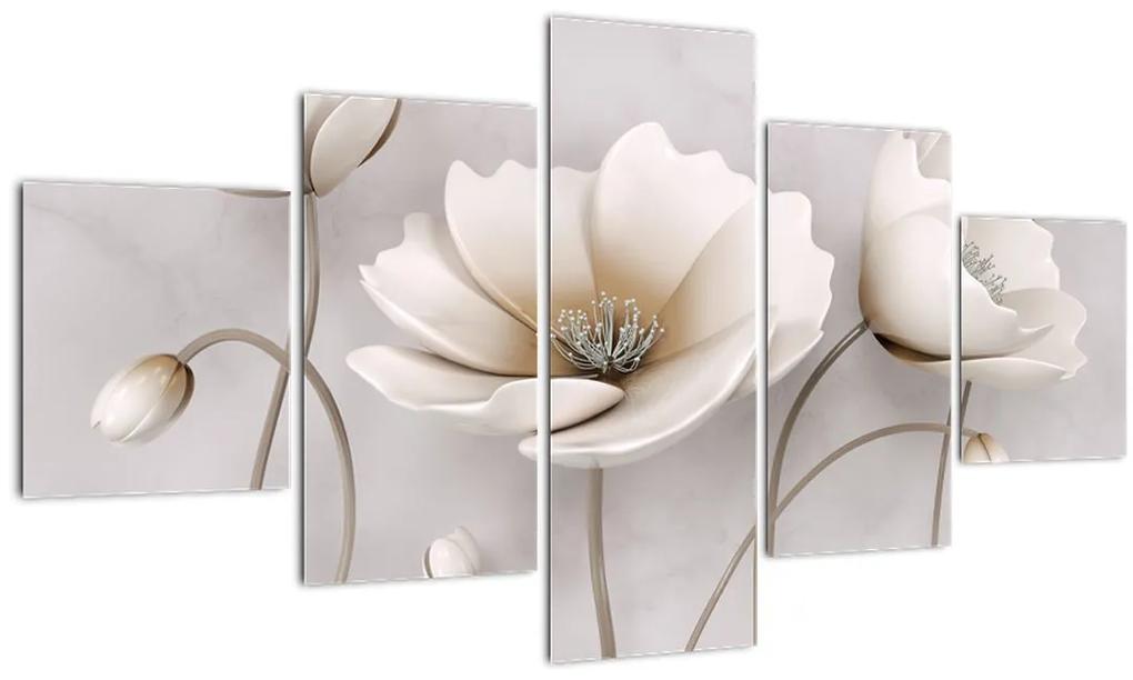 Tablou cu florile albe (125x70 cm), în 40 de alte dimensiuni noi