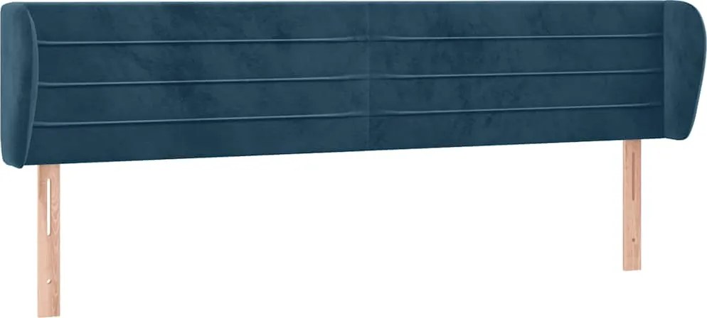 vidaXL Tăblie pat cu aripioare albastru închis 183x23x78/88 cm catifea