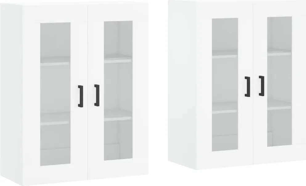 vidaXL Dulapuri montate pe perete, 2 buc, alb, lemn prelucrat