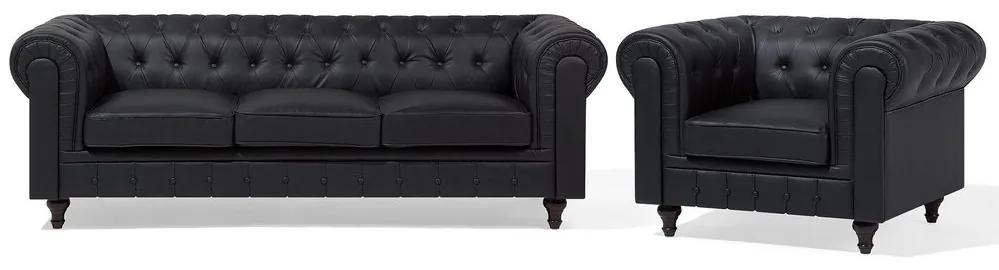 Zondo Set canapele Chichester (negru). Promo -22%. 1011117