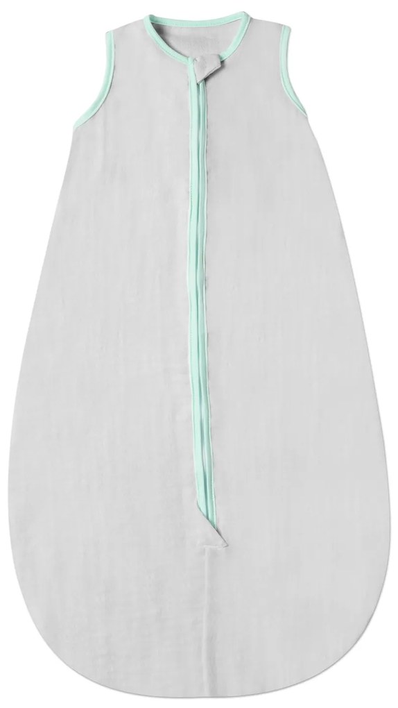 Sac de dormit de vara pentru copii din muselina dubla 3-18 luni Kidizi grey green, 0.3 tog