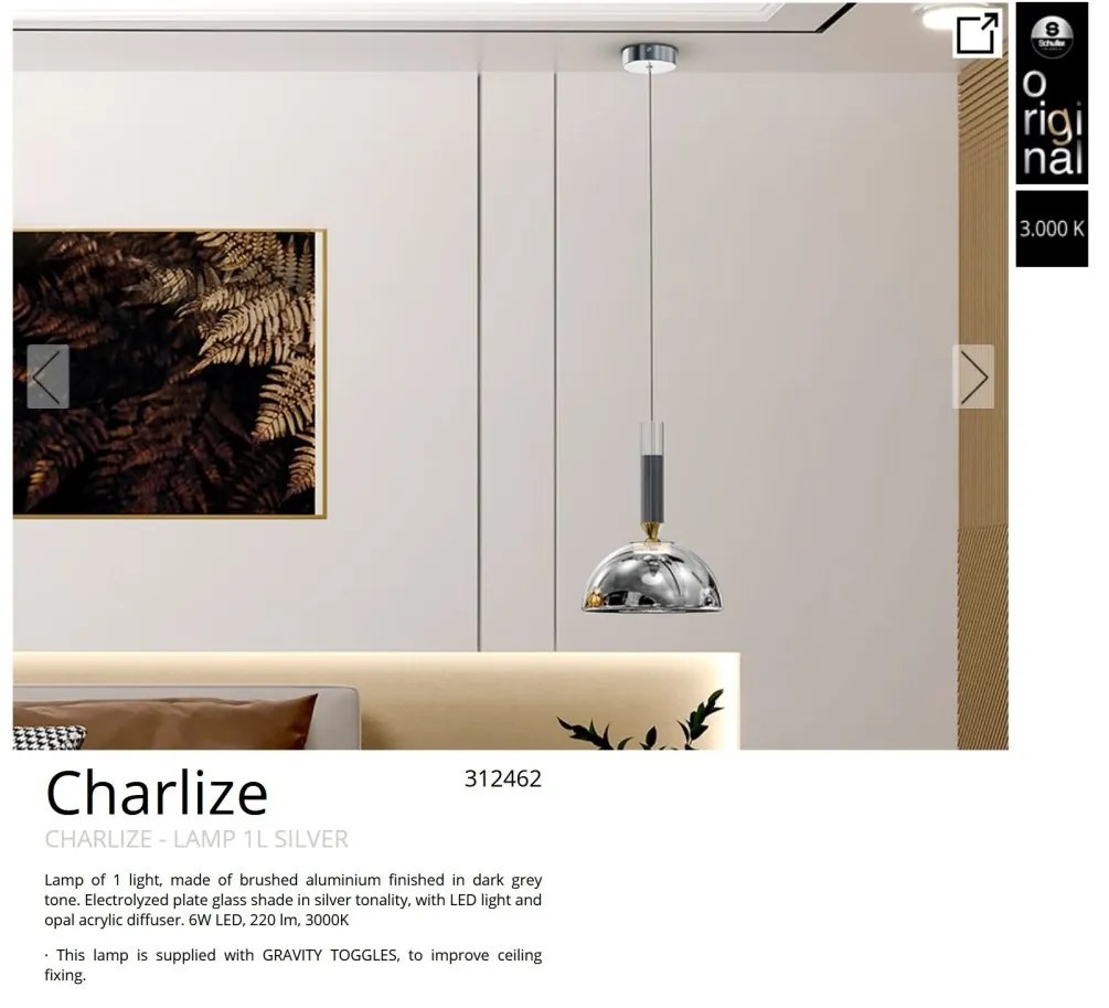 Pendul LED modern design decorativ Charlize 1L SILVER