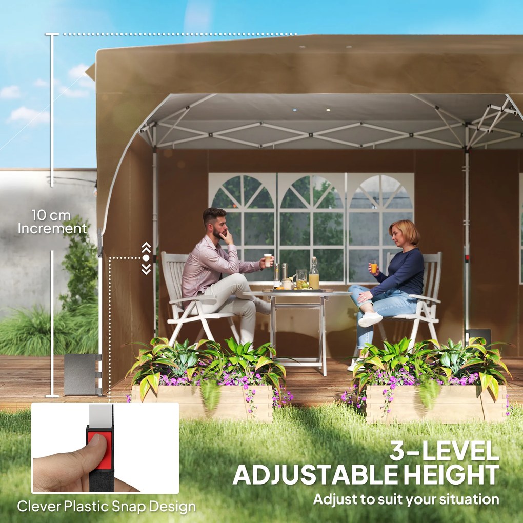 Outsunny Cort pliant 6x3 m cu benzi reflectorizante UPF 50+ Montaj ușor Sistem central de blocare Impermeabil Bej | Aosom Romania