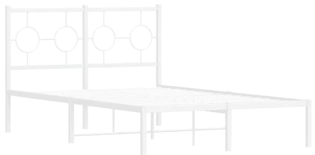 376272 vidaXL Cadru de pat metalic cu tăblie, alb, 120x190 cm