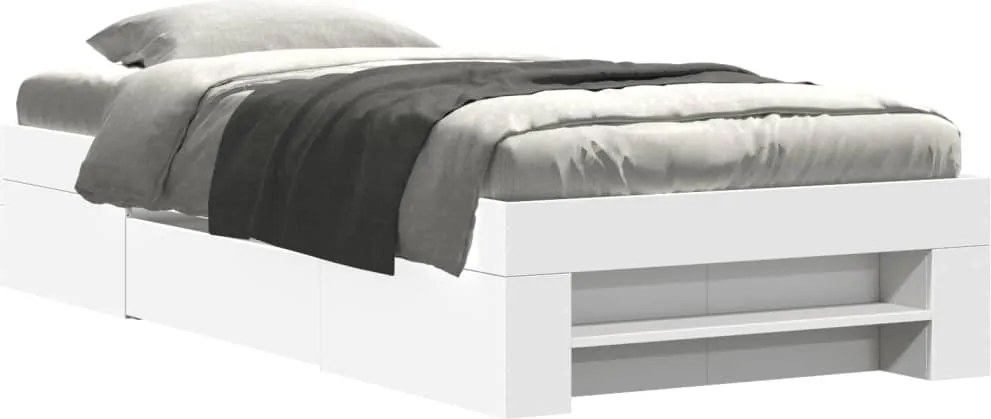 vidaXL Cadru de pat, alb, 90x190 cm, lemn prelucrat