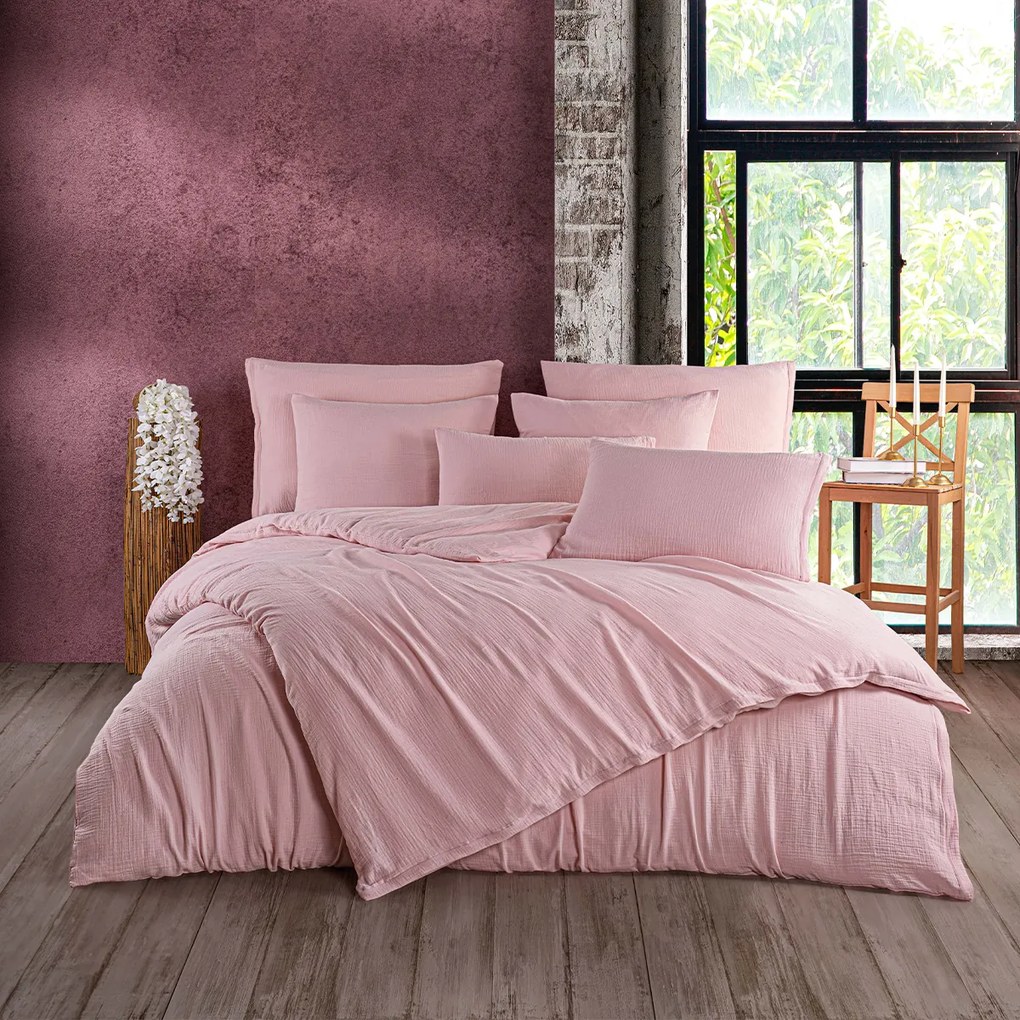 Lenjerie de pat din muselină 4Home Rosa, 140 x 220 cm, 70 x 90 cm