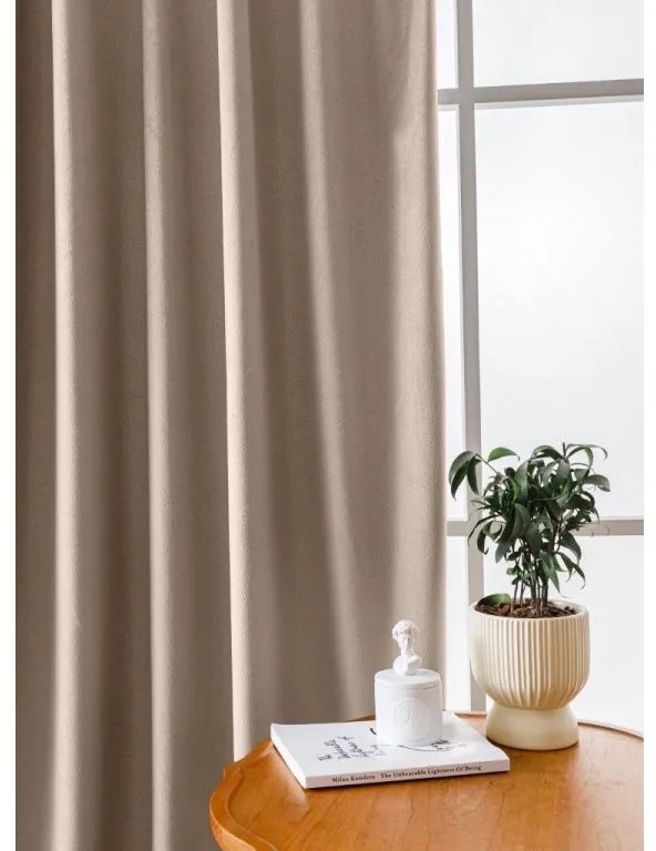 Perdea opaca bej deschis VELVET 140x250 cm Agatat: Inele metalice