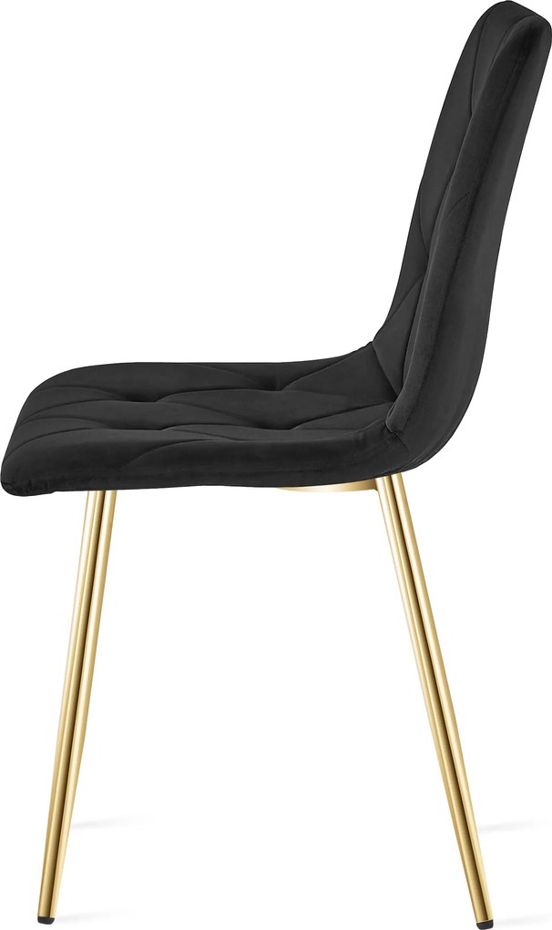 Negru scaun bucatarie LIBRA din catifea cu picioare aurii