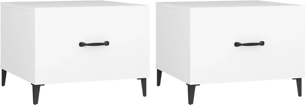 vidaXL Măsuțe de cafea cu picioare metalice, 2 buc., alb, 50x50x40 cm
