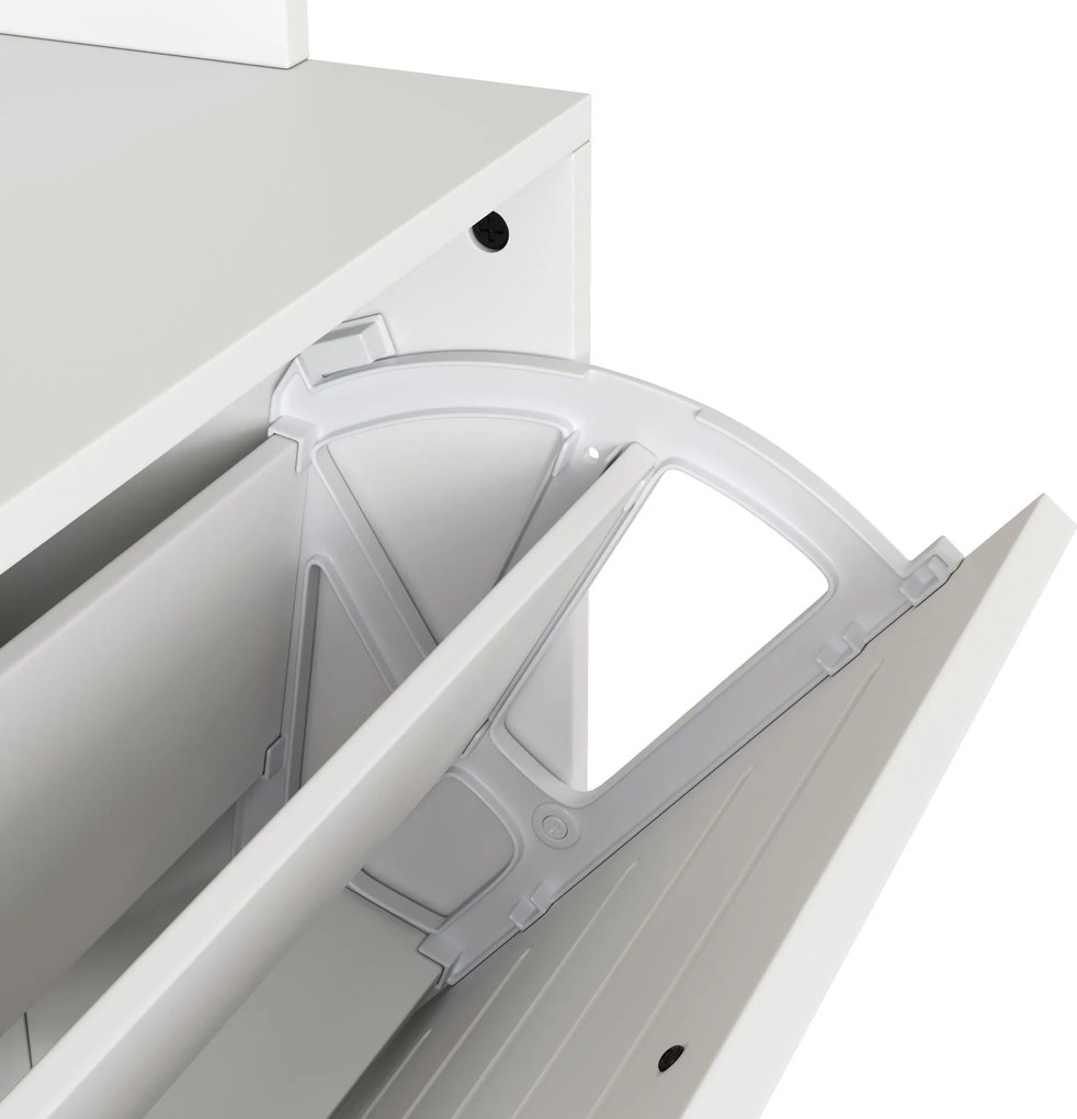 Dulap pentru pantofi cu 3 uși, raft pentru pantofi cu cârlige, 70x25x165 cm, Alb