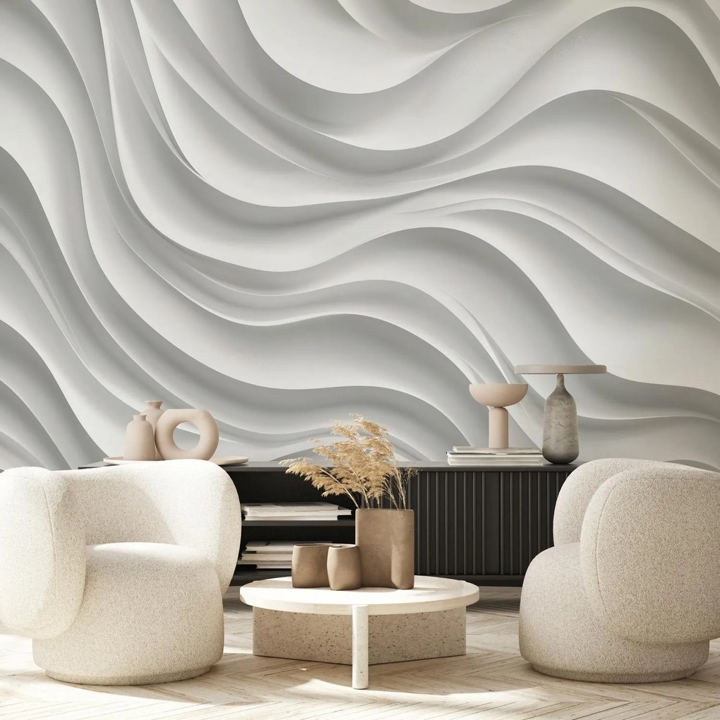 Fototapet - Valuri Albe 3D (147x102 cm)