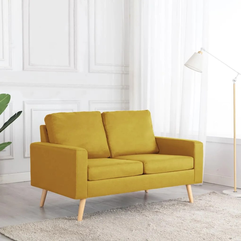 vidaXL Canapea cu 2 locuri, galben, material textil
