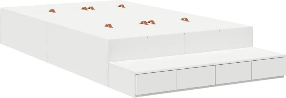 vidaXL Cadru de pat cu depozitare cu sertar Alb 120 cm Lemn compozit
