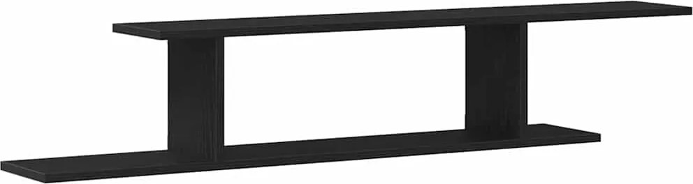 vidaXL Raft TV montat pe perete cu raft Stejar Negru 125 x 18 x 23 cm