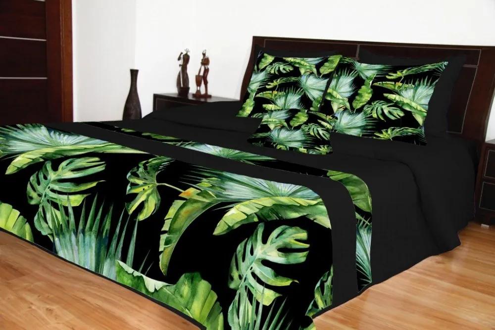 Cuvertură de pat modernă neagră cu un motiv exotic colorat Lăţime: 200 cm | Lungime: 240 cm.