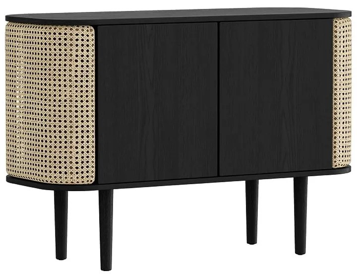 Comodă neagră/în culoare naturală joasă cu aspect de lemn de stejar 109x75 cm Treasures – UMAGE