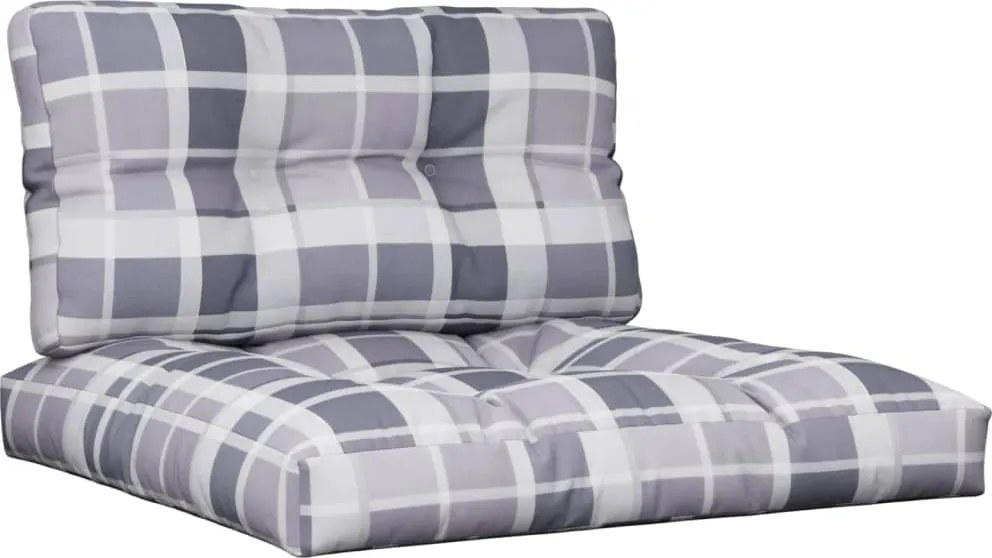 vidaXL Perne pentru paleți, 2 buc. gri, țesătură, model cu carouri