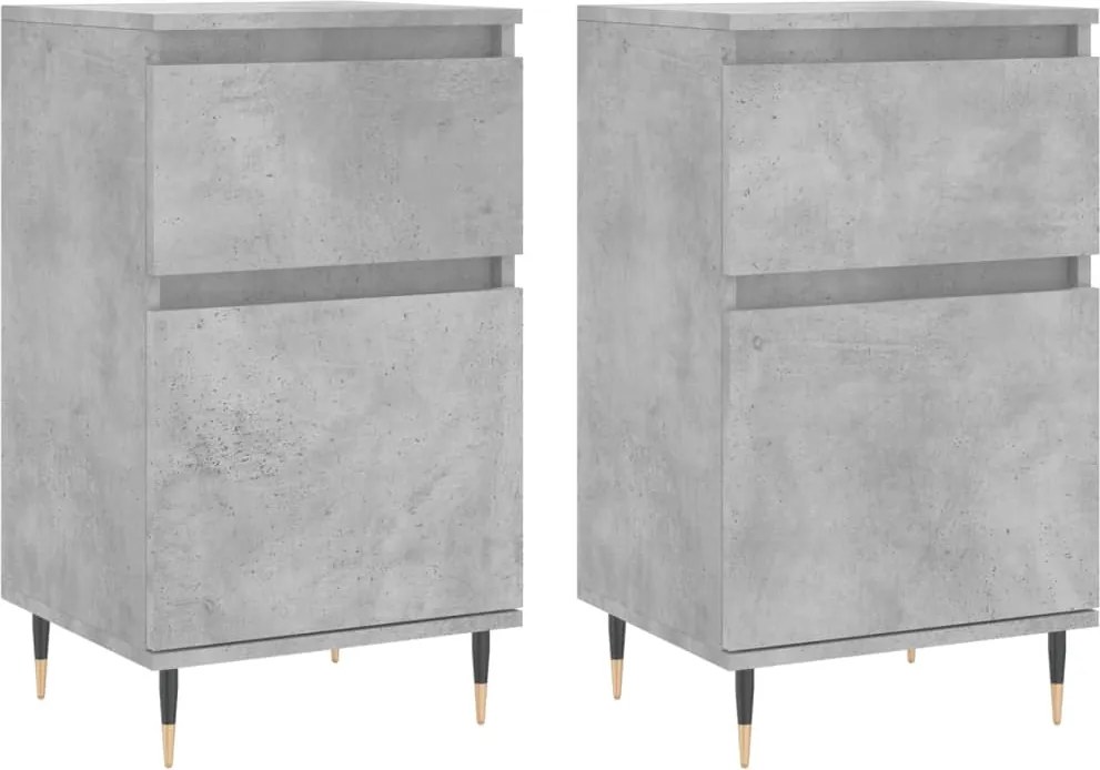 vidaXL Servante, 2 buc., gri beton, 40x35x70 cm, lemn prelucrat