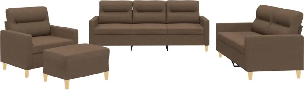 vidaXL Set de canapele cu perne, 4 piese, maro, textil