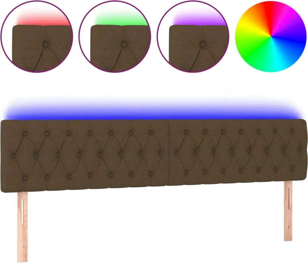 vidaXL Tăblie de pat cu LED, maro închis, 180x7x78/88 cm, textil