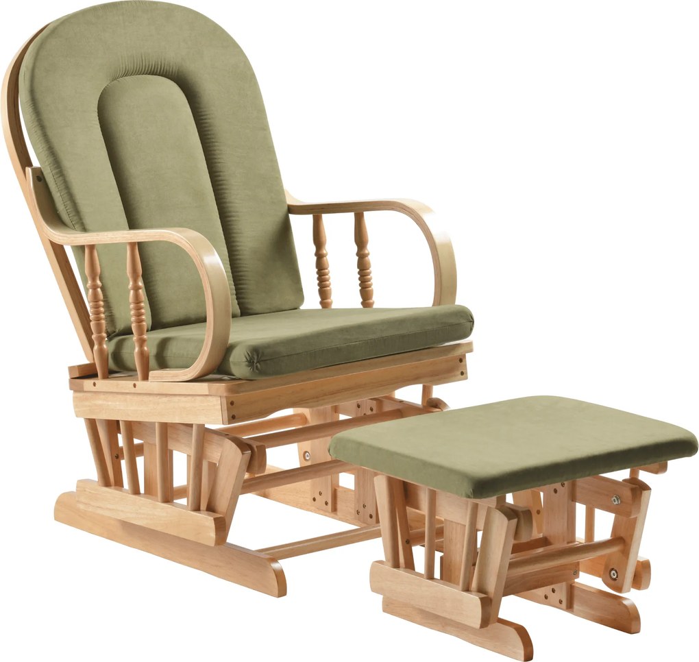 Scaun balansoar cu suport pentru picioare, natural/verde, DALBERT