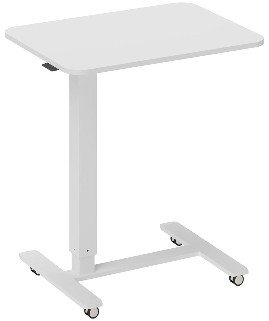 HOMCOM Birou in picioare reglabil in inaltime cu 4 roti C-Forma 65 cm x 48 cm x 73-110 cm Alb | Aosom Romania