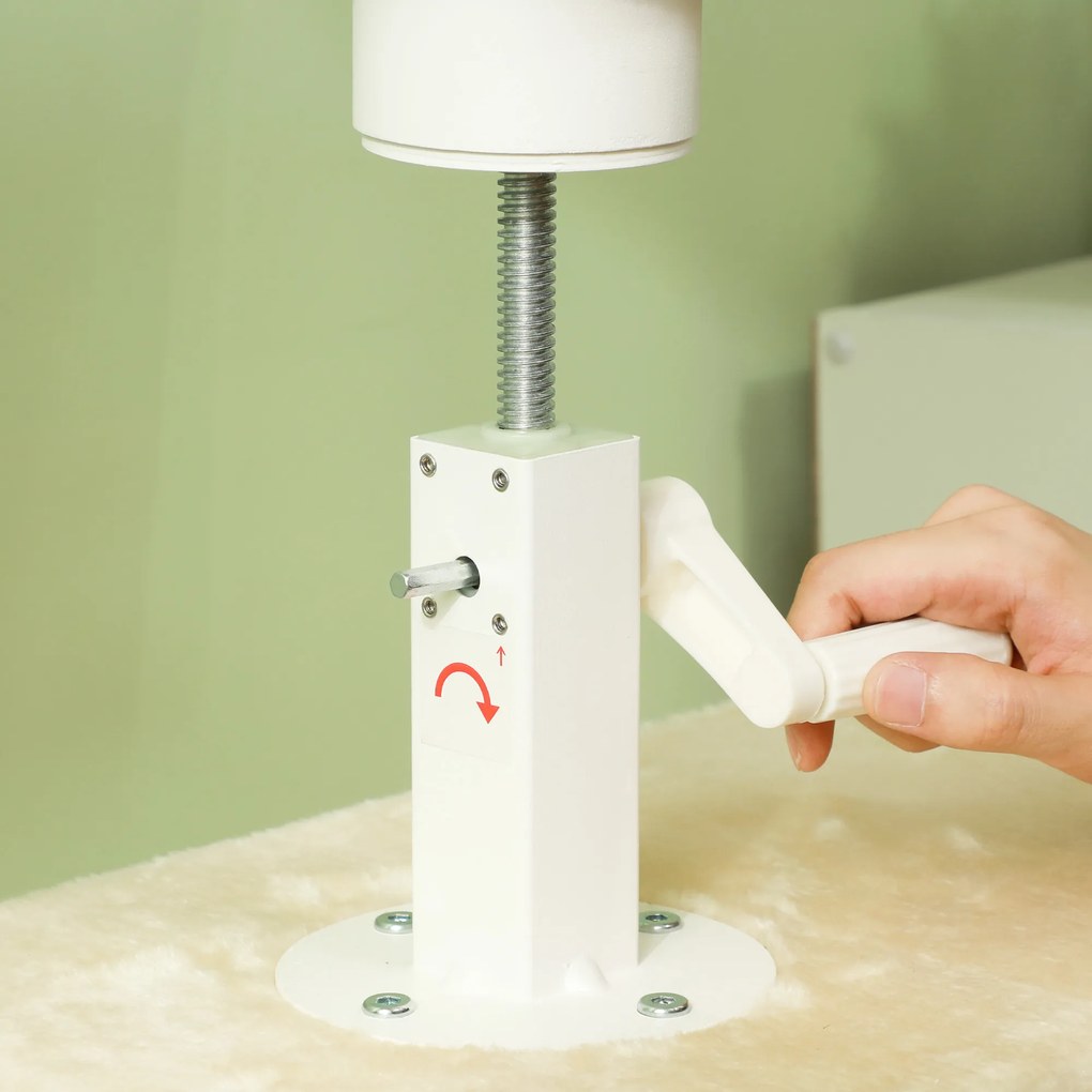 PawHut Pom de zgâriere, înălțime ajustabilă 225-275 cm, bază stabilă, protecție împotriva răsturnării, husă de pluș, Crem | Aosom Romania