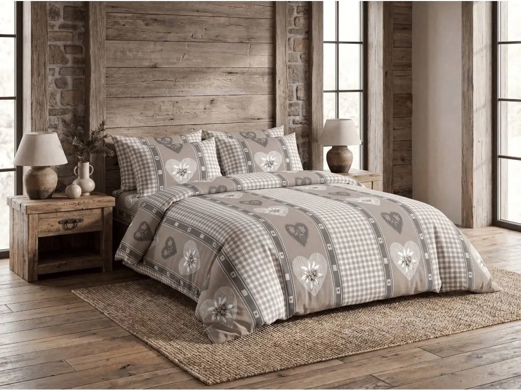 Lenjerie de pat policoton HEART RETRO POLY gri Dimensiune lenjerie de pat: 70 x 90 cm | 140 x 220 cm