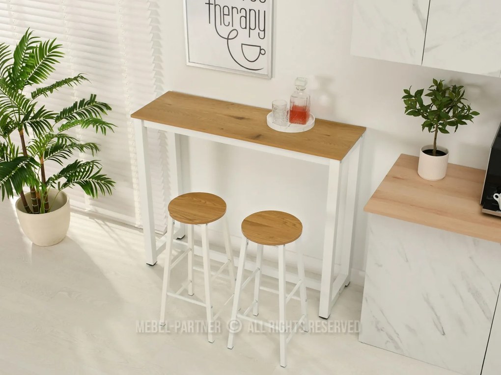Set masă scaune pentru sufragerie Remma (stejar + alb) (pentru 2 persoane). 1111873