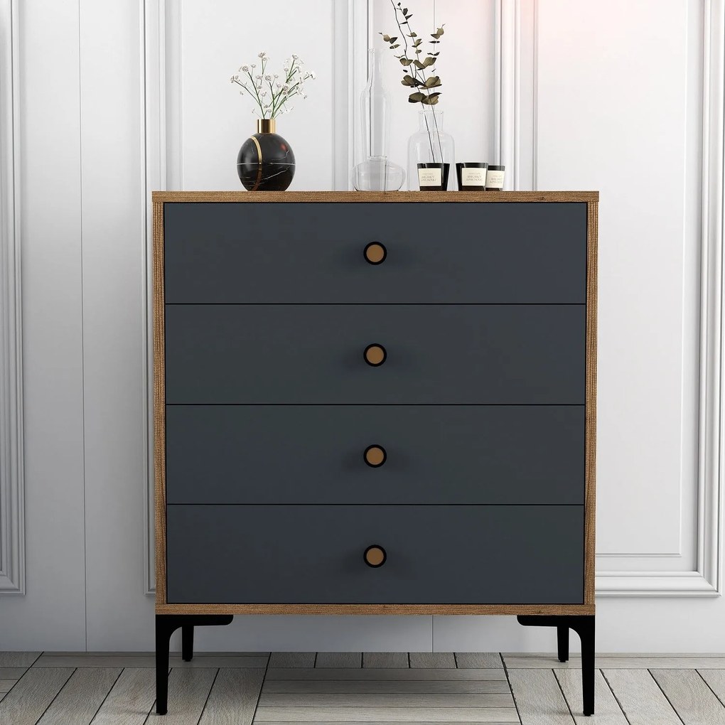 Cabinet Lizbon 536 - Walnut, Anthracite