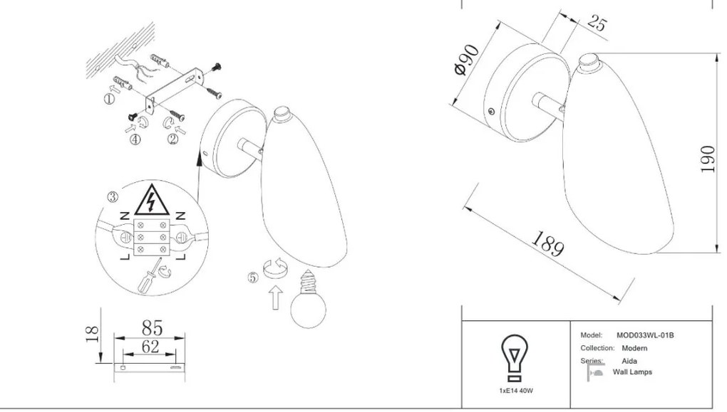Aplica de perete design modern minimalist Aida