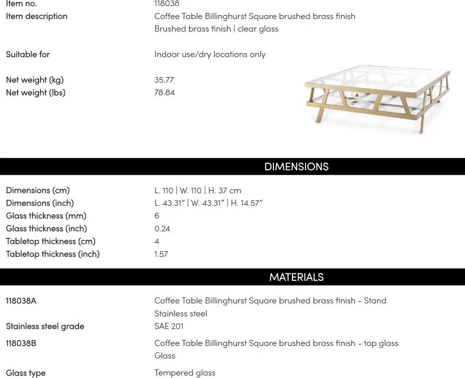 Masuta de cafea eleganta design LUX Billinghurst