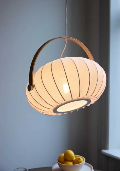 Halo Design 746347 - Lustru suspendat pe cablu DC, 1xE27/40W/230V, Ø 40 cm, alb/stejar