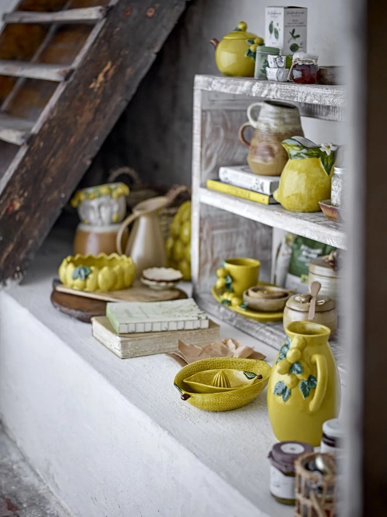 Carafă din ceramică stoneware decorată manual cu lămâi, D17×H21 cm, „Limone Jug"