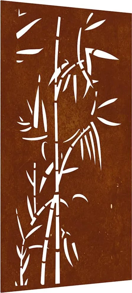 vidaXL Decorație perete de grădină 105x55 cm design bambus oțel Corten