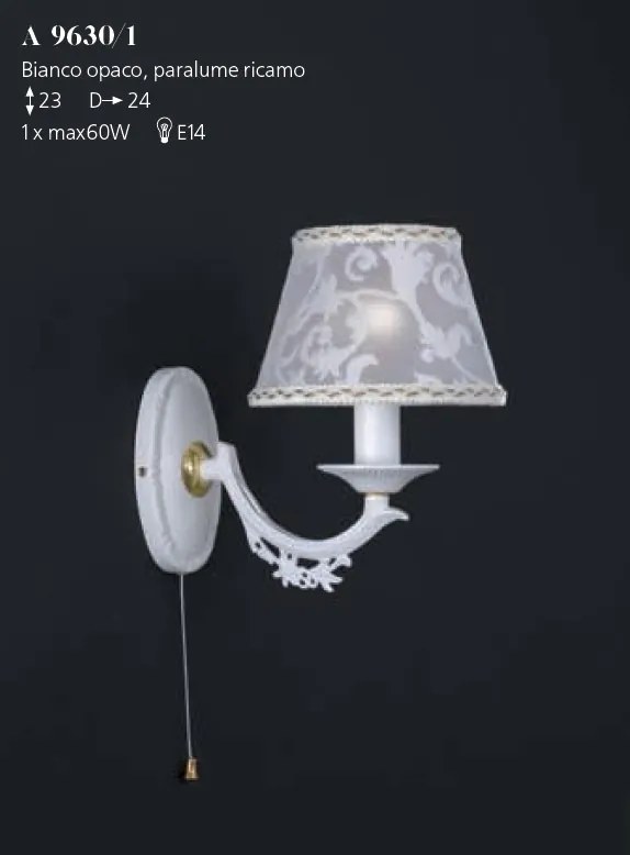 Aplica de perete design italian din alama cu metal alb 9630