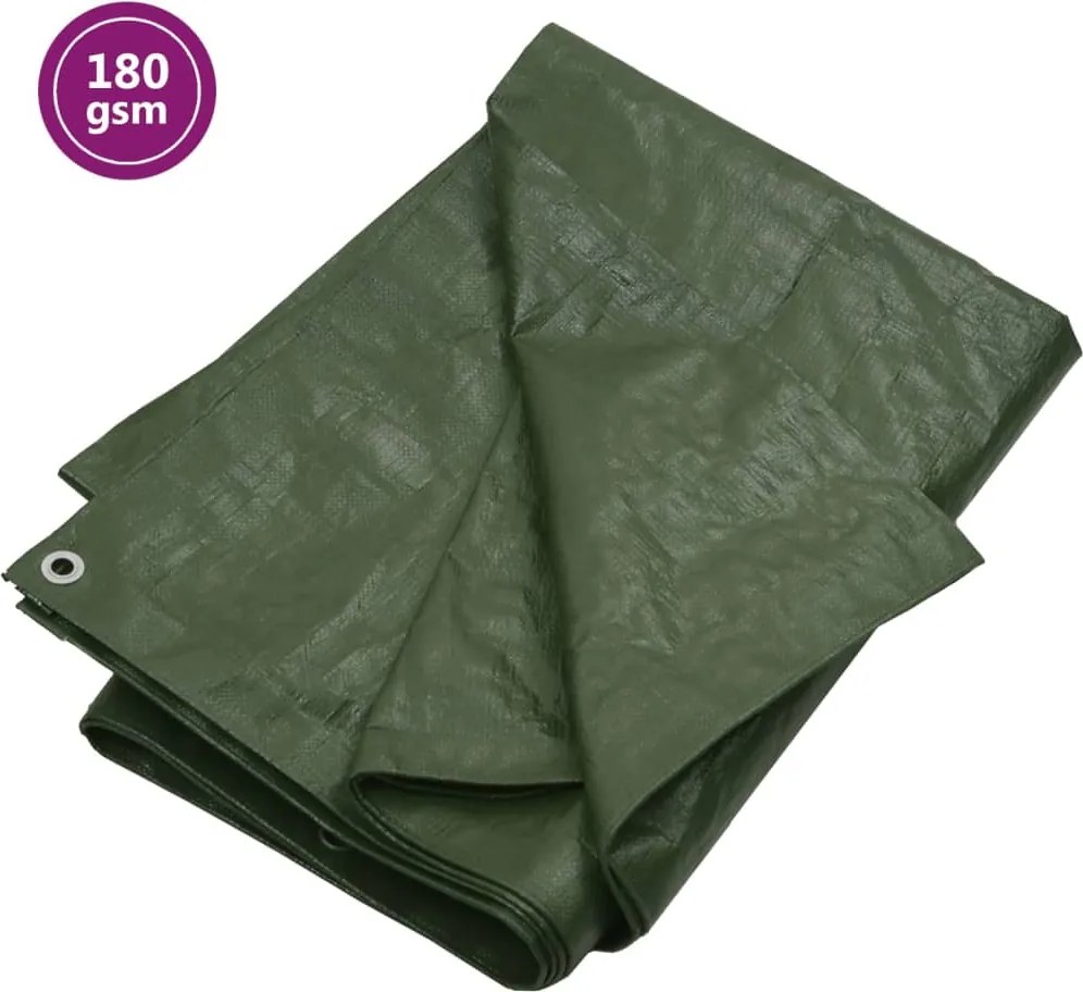 vidaXL Prelată 180 g/m², verde, 6x6 m, HDPE