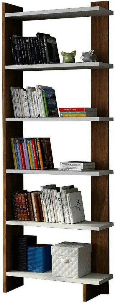 Biblioteca ORDER, alb/nuc inchis, PAL melaminat, 47x21x170 cm