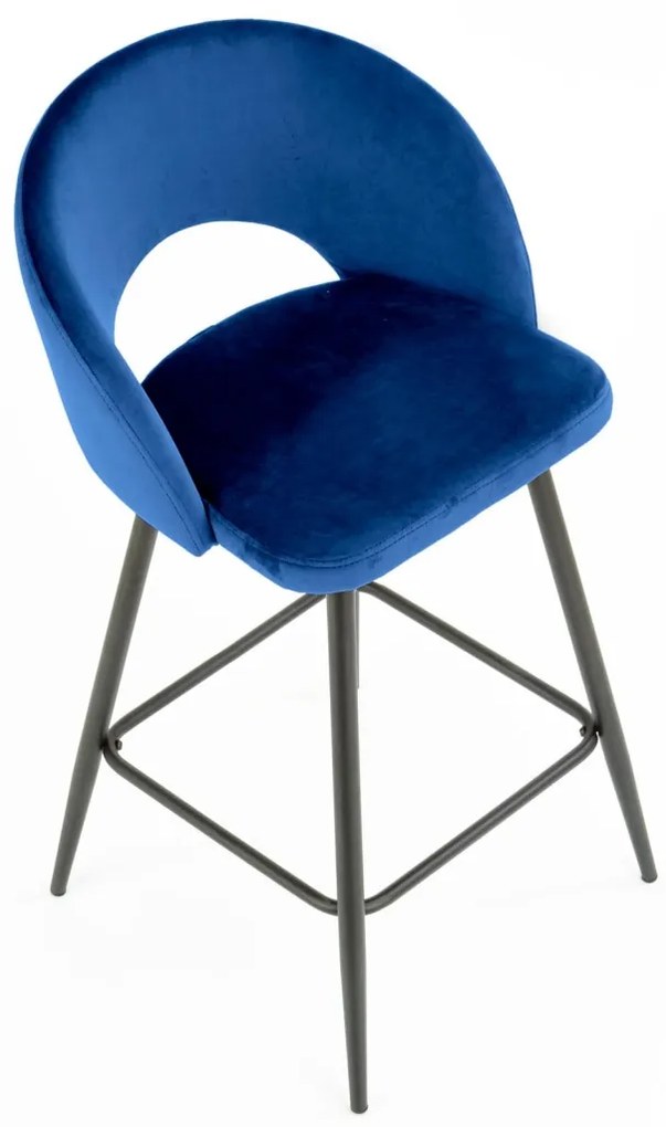 Scaun de bar H96 velvet albastru